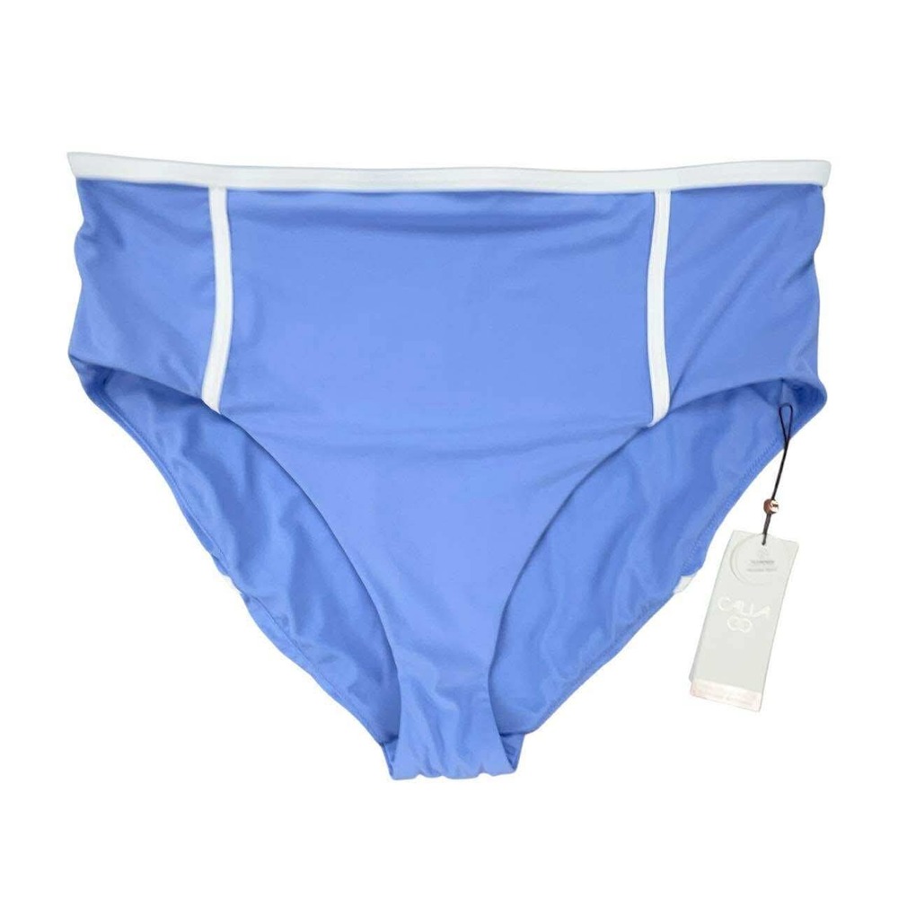 Callia Swim High-Rise Tummy Control‎ Periwinkle Blue White Trim Bottoms XXL NWT